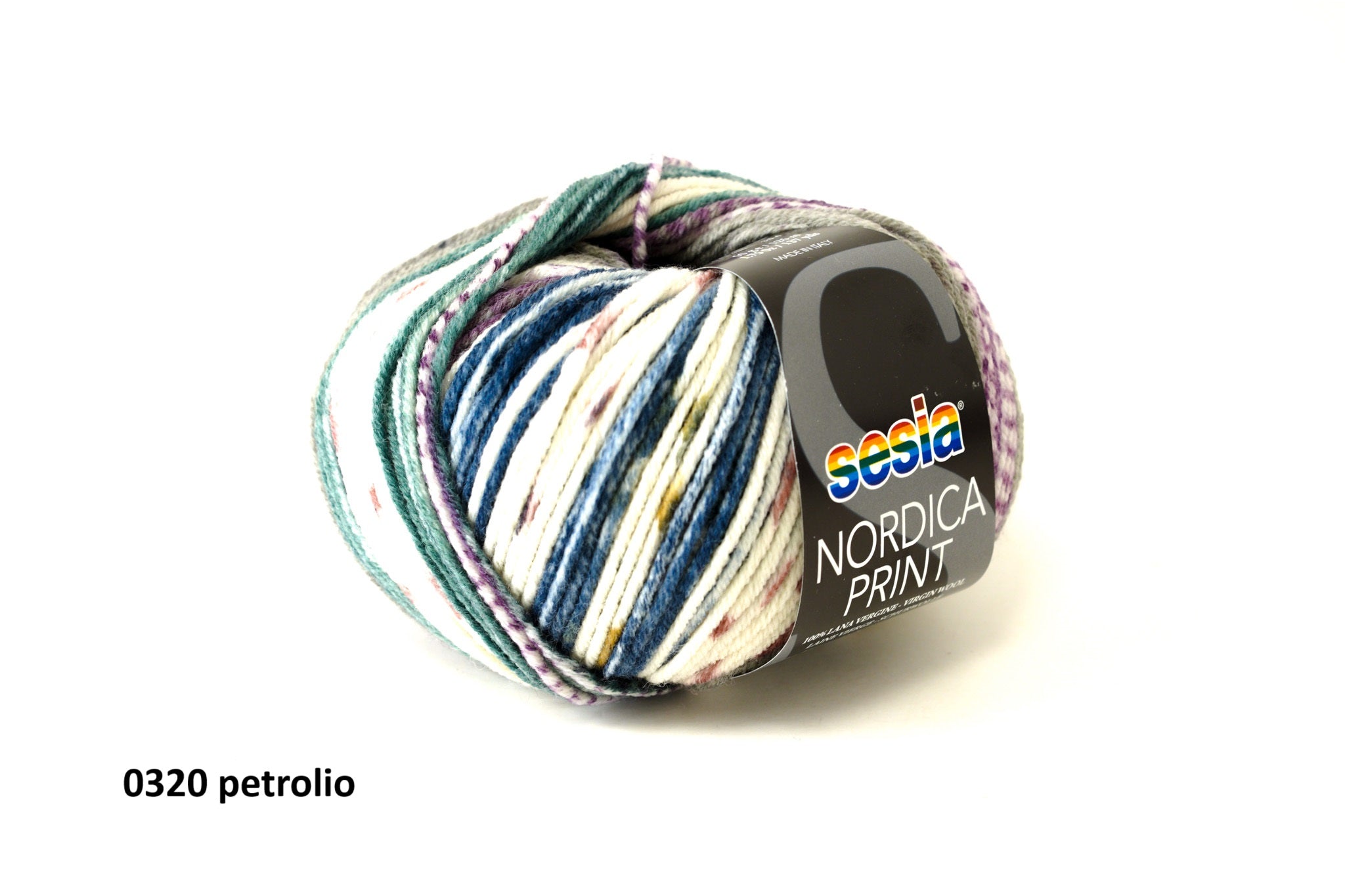 Sesia Nordica print merino virgin wool - Petrolio 0320