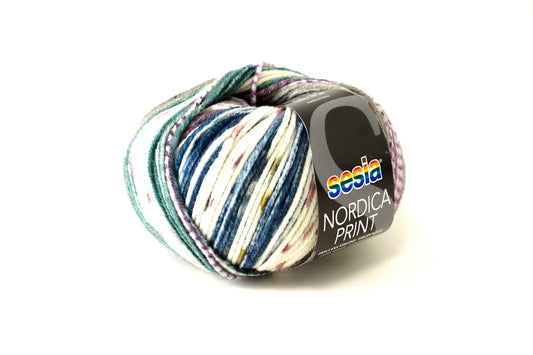 Sesia Nordica print merino virgin wool - Petrolio 0320