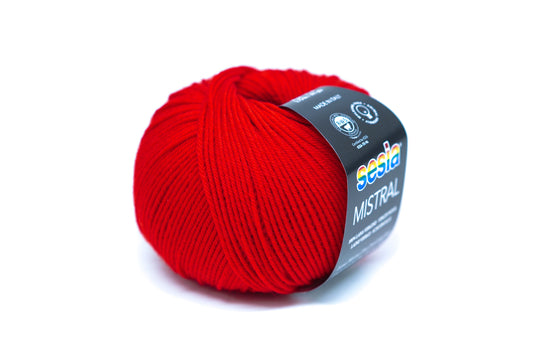Bright red - 0063 - SESIA Mistral virgin wool 50g./175m