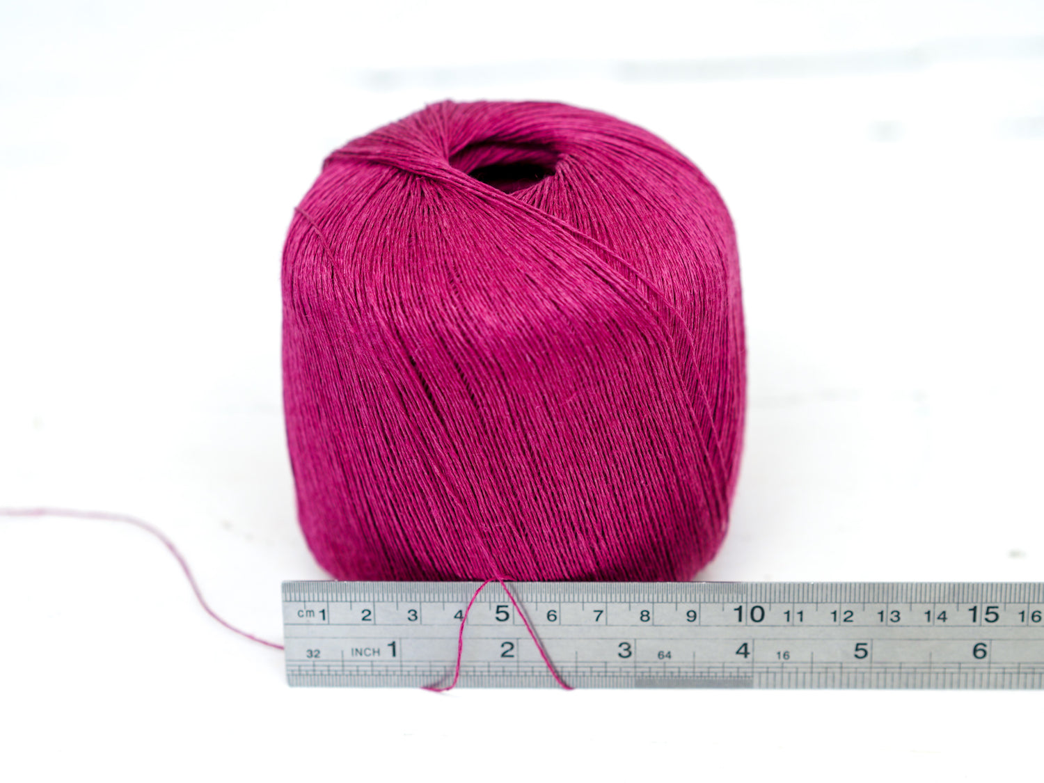 100% linen yarn in rasberry pink color