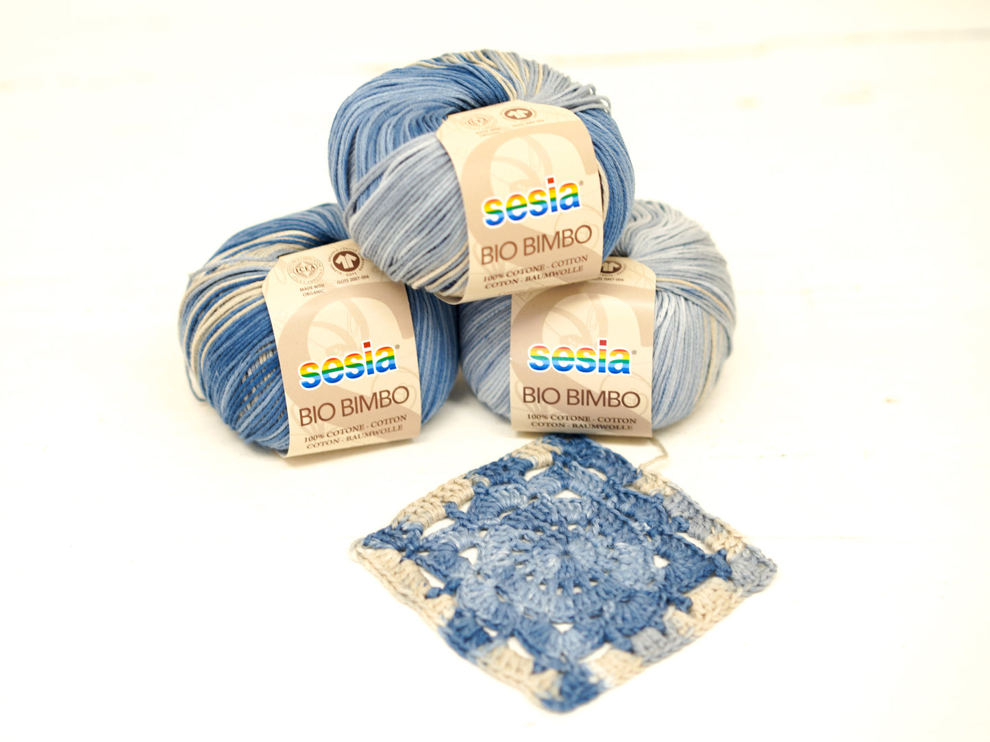 Denim blue SESIA Bio Bimbo Cotton Yarn - 100% Cotton - 50g / 180m