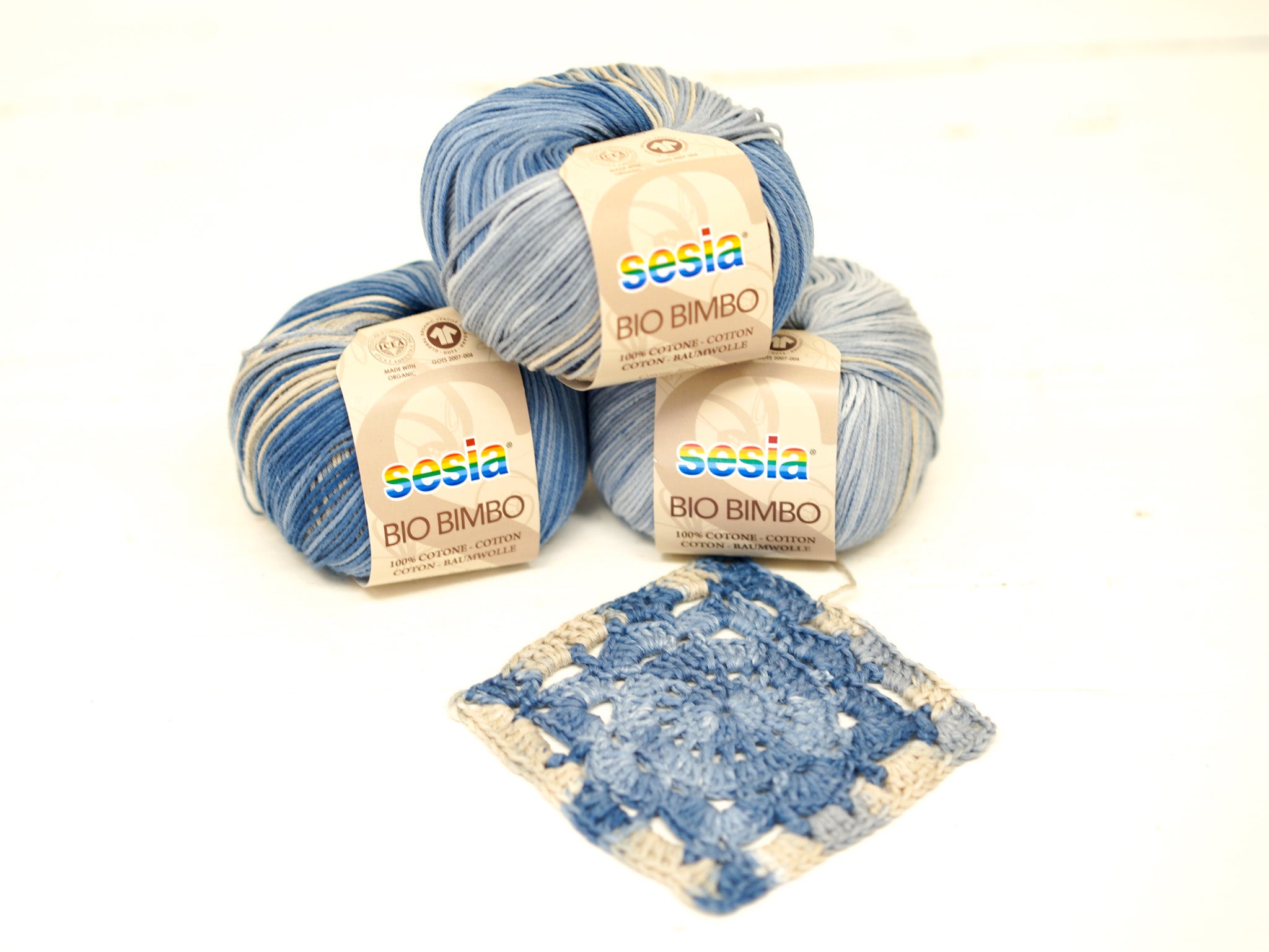 Denimblaues SESIA Bio Bimbo Baumwollgarn – 100 % Baumwolle – 50 g / 180 m