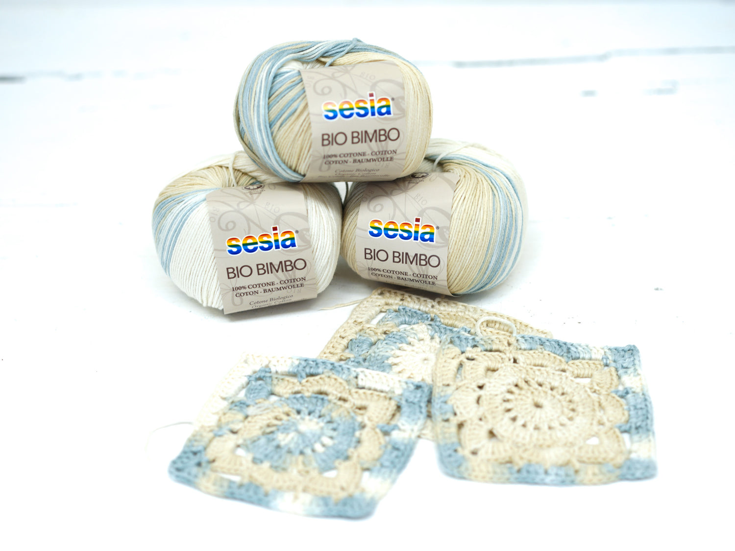Blue-beige SESIA Bio Bimbo - 100% Cotton - 50g / 180m