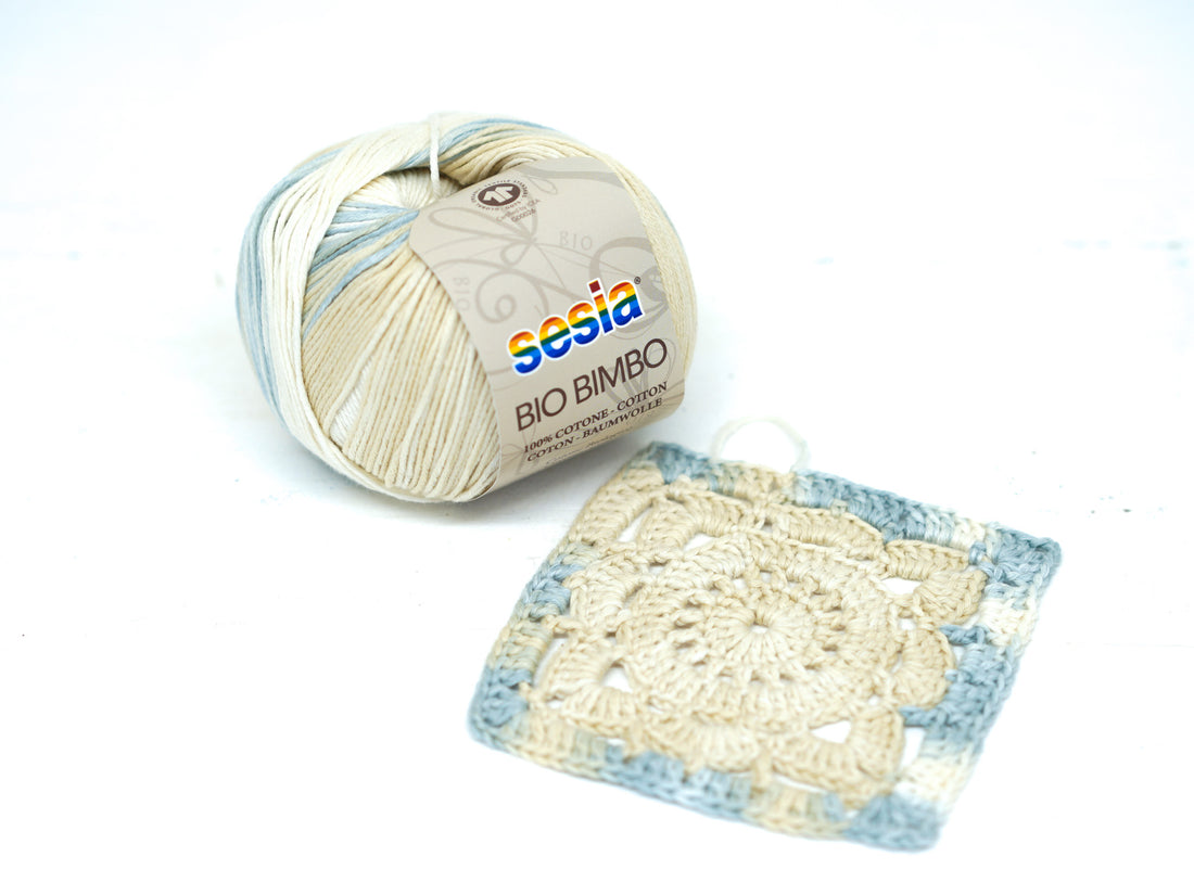 Blue-beige SESIA Bio Bimbo - 100% Cotton - 50g / 180m
