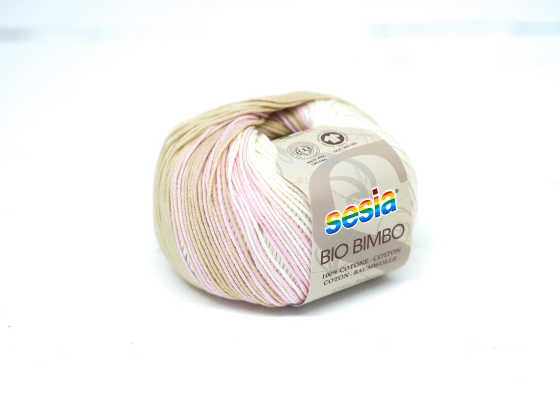 Rosa-beige-weiß SESIA Bio Bimbo – 100 % Baumwolle – 50 g/180 m