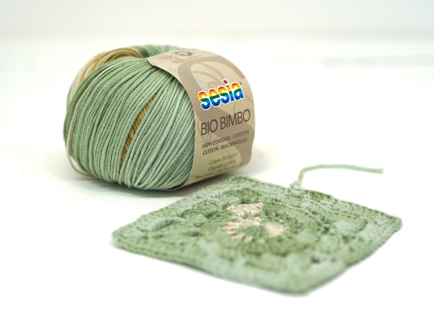 Green/khaki/beige SESIA Bio Bimbo - 100% Cotton - 50g / 180m