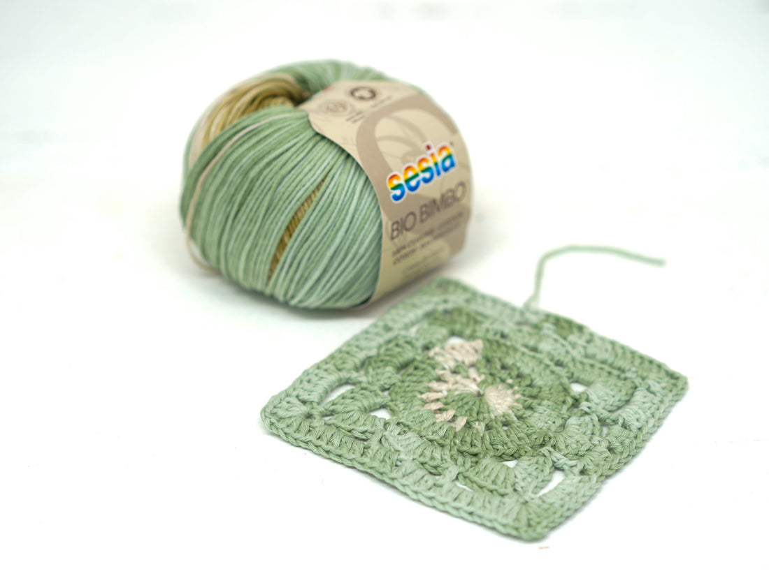 Green/khaki/beige SESIA Bio Bimbo - 100% Cotton - 50g / 180m