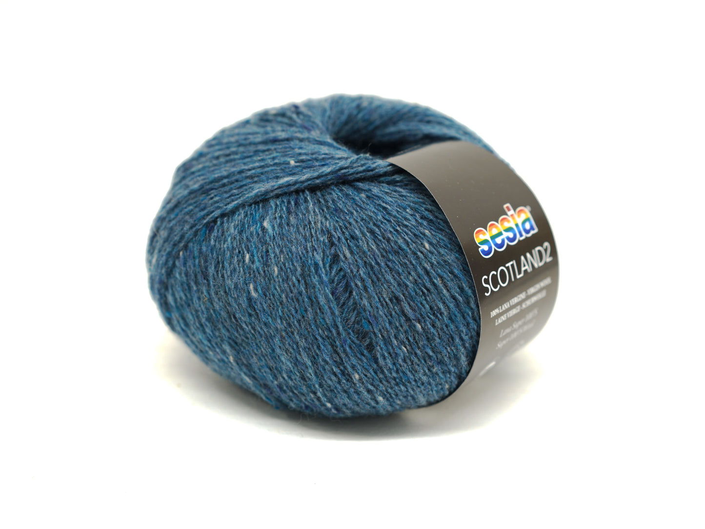Sesia Scotland 2 Yarn – Denim Blue Tweed, 100% Virgin Wool, 50g 350m (1.75oz 382yds)