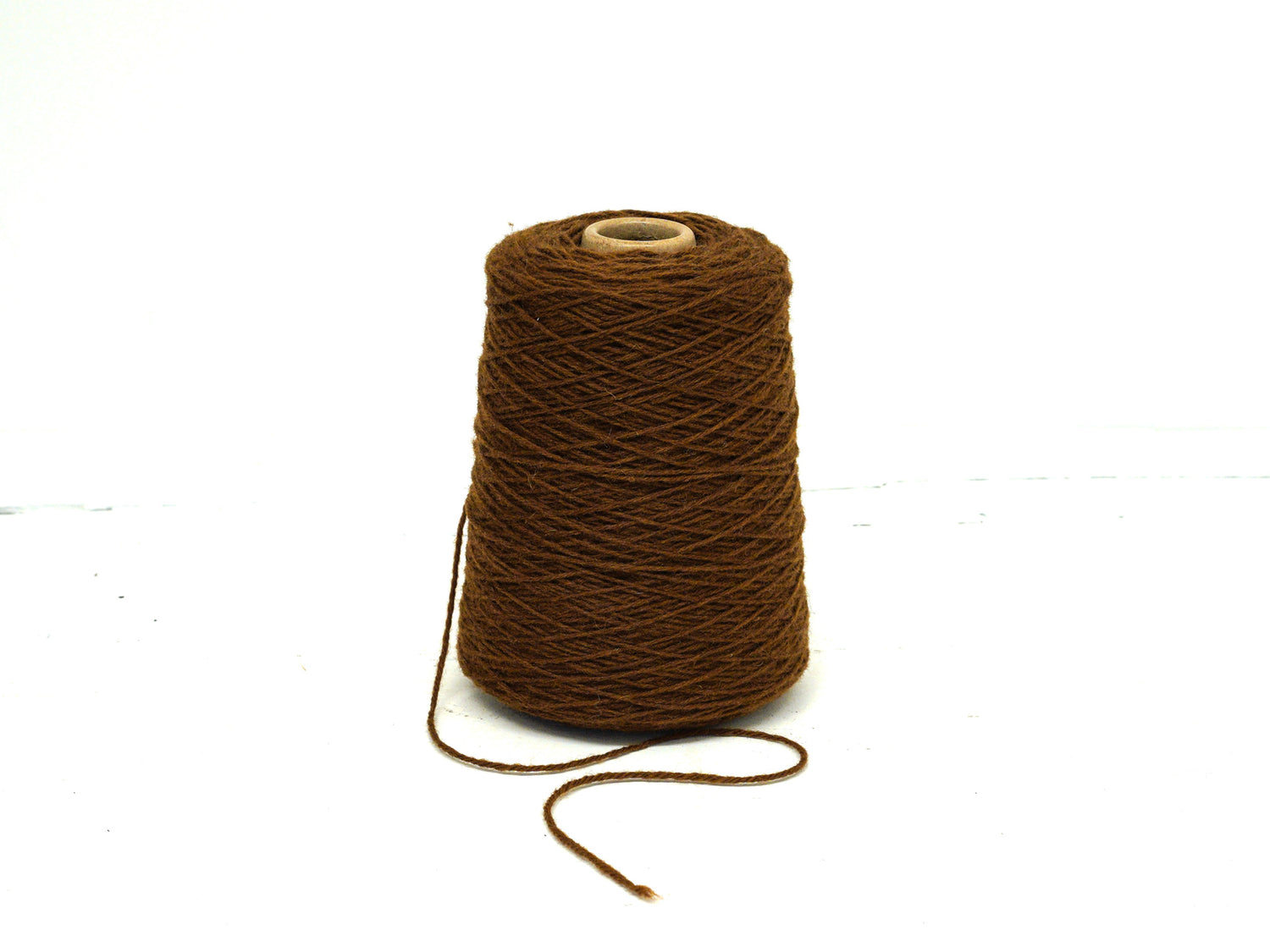 Caramel brown wool yarn in cone - 294