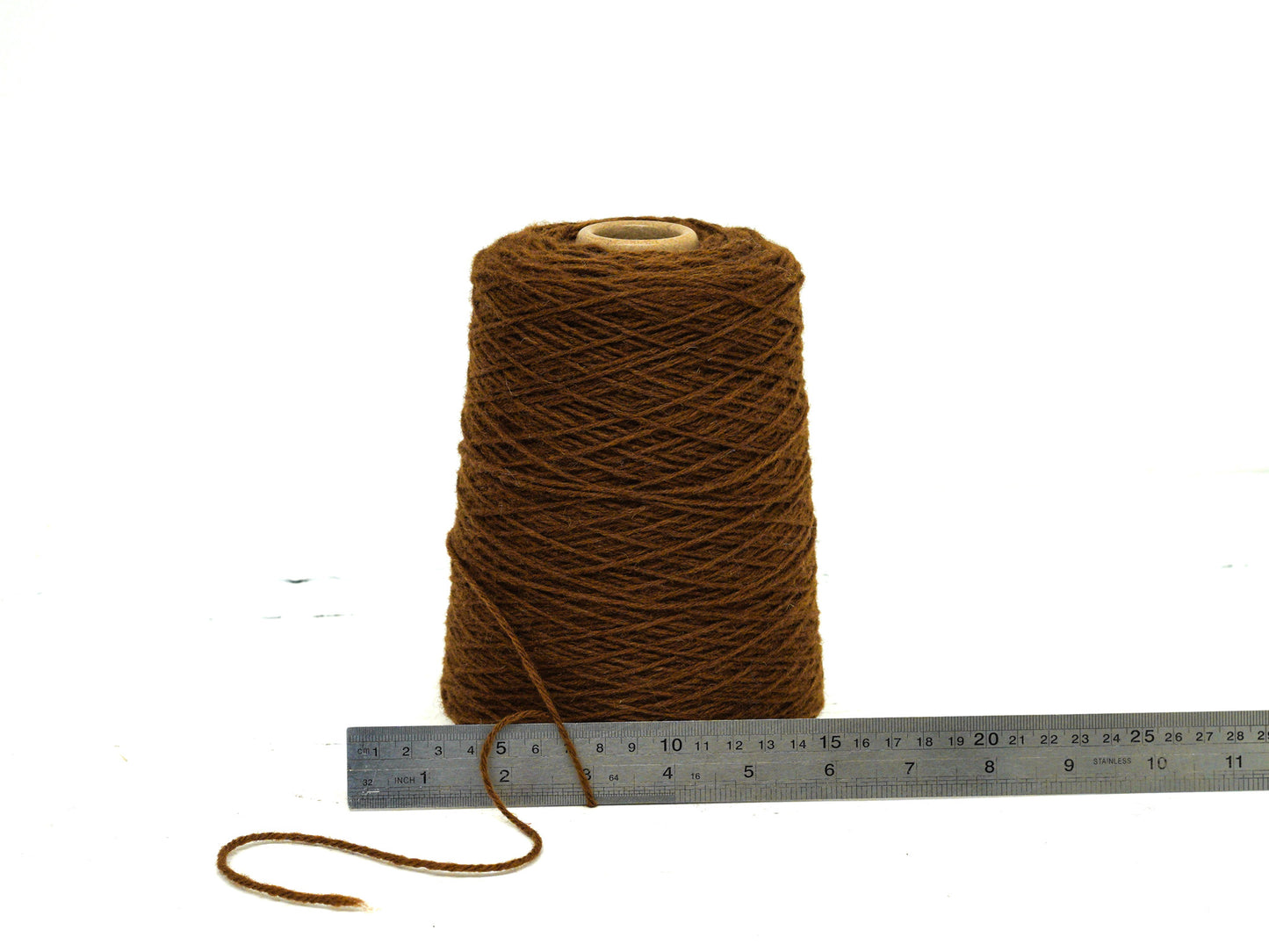 Caramel brown wool yarn in cone - 294