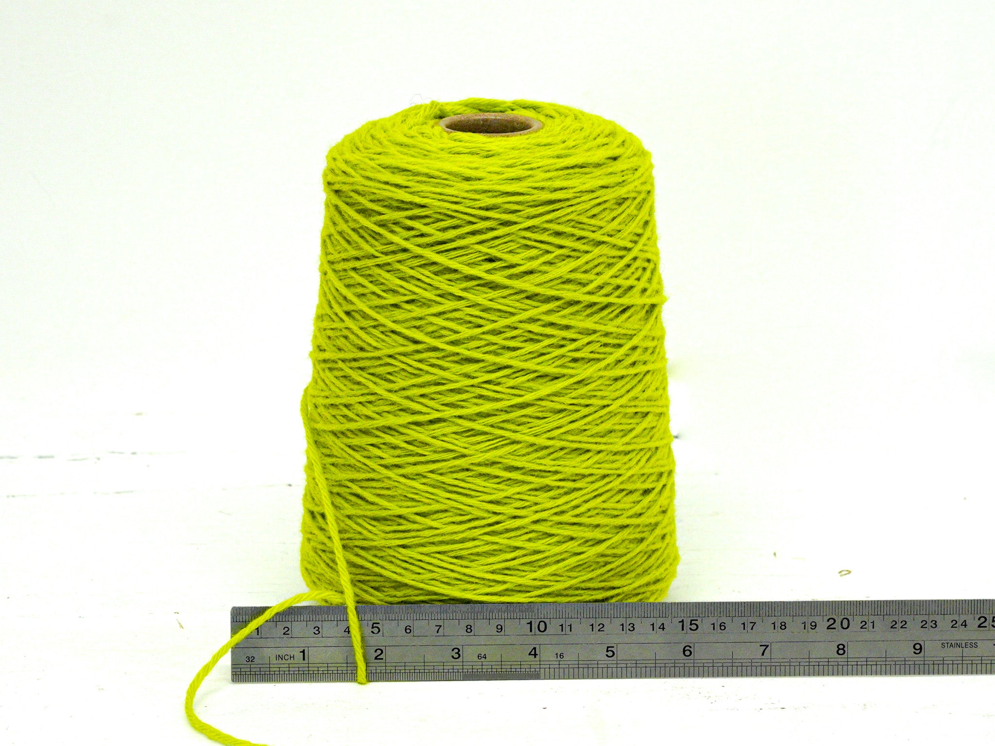 Neon green wool yarn in cone - 340