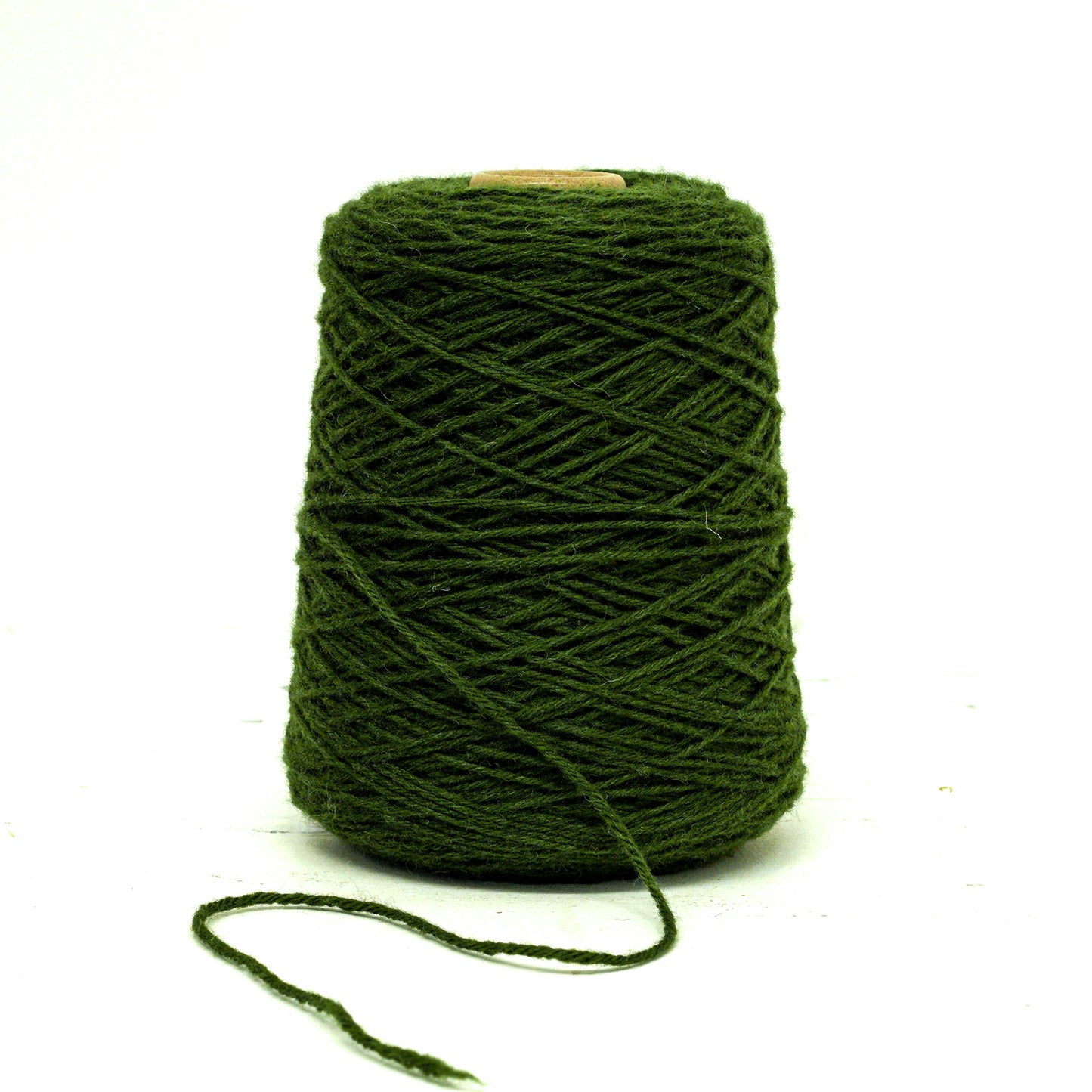 Forest green aran wool yarn in cone - 350