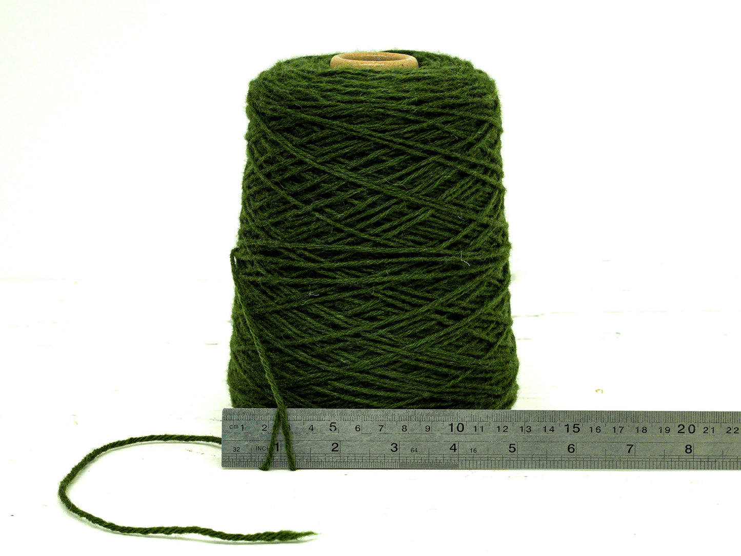 Forest green aran wool yarn in cone - 350