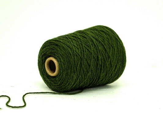 Forest green aran wool yarn in cone - 350