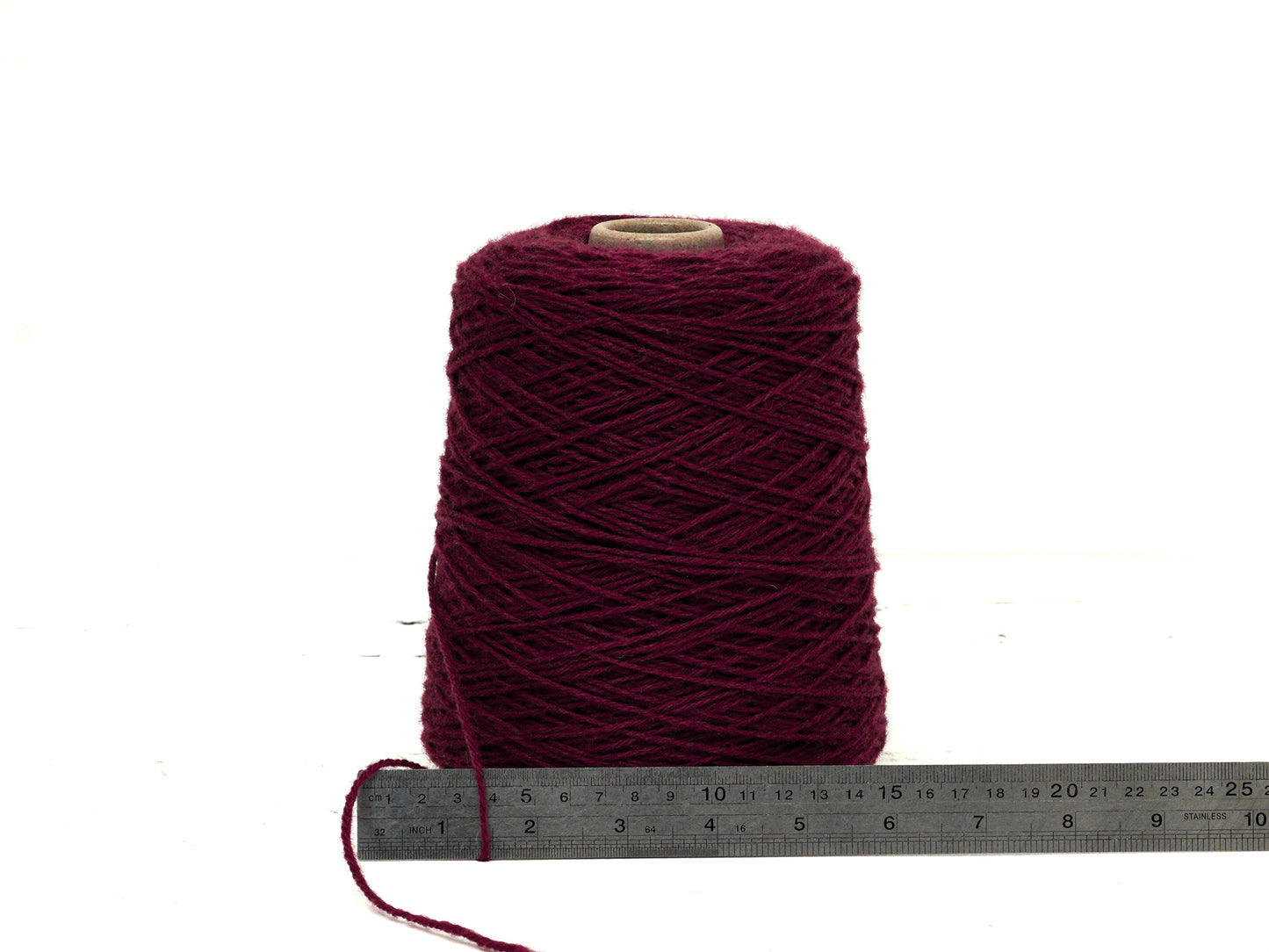 Burgundy red wool yarn in cone - 575
