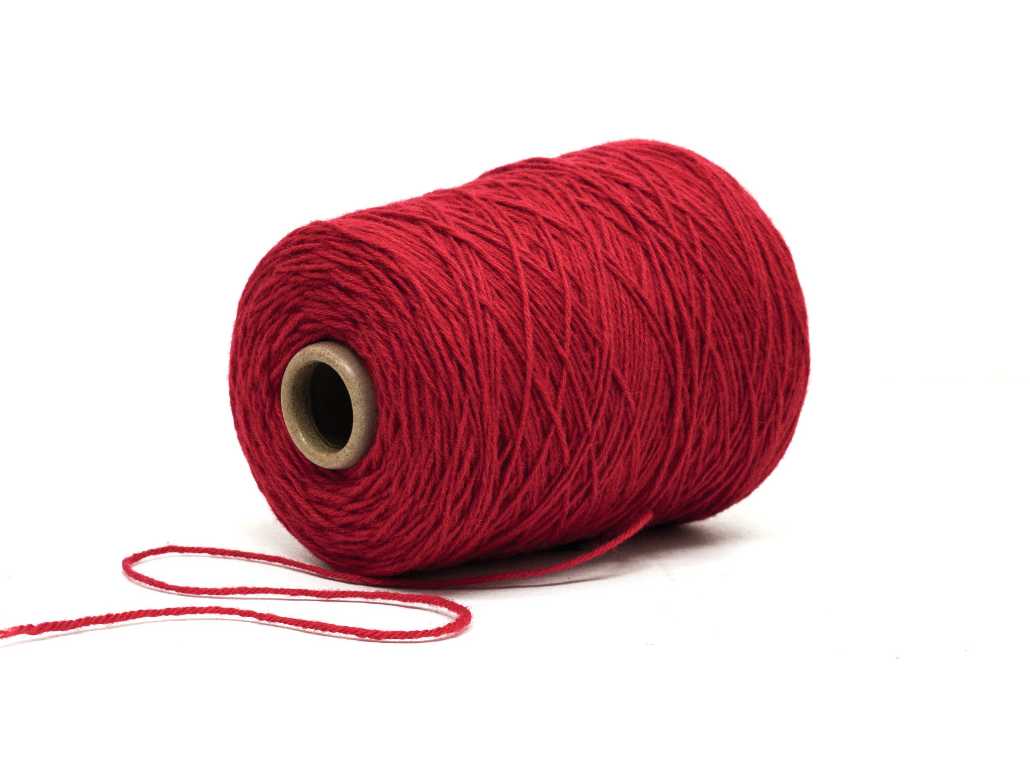 Bright red wool yarn in cone - 560