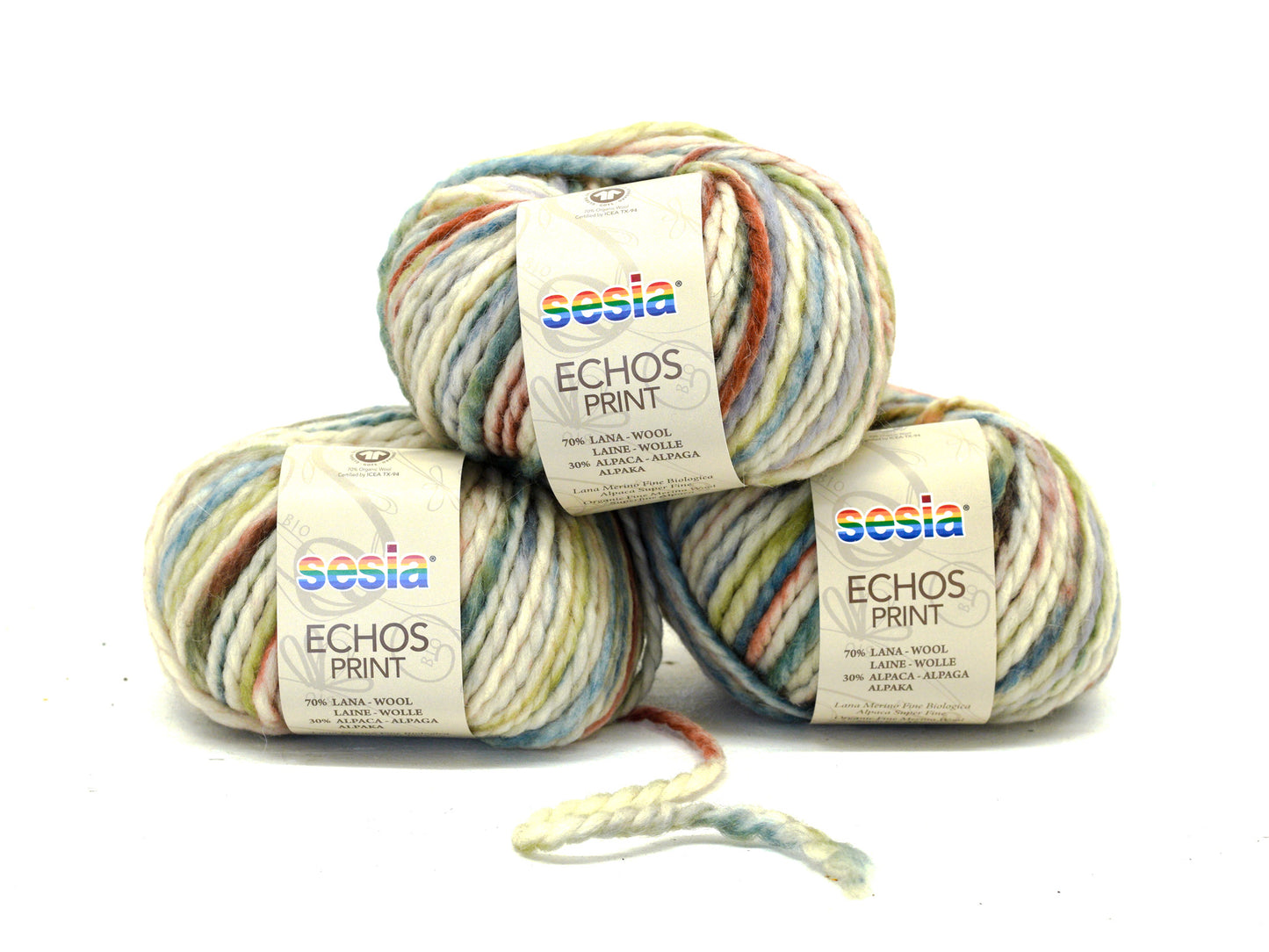SESIA ECOS Print alpaca/wool blendYarn in brown-green shades