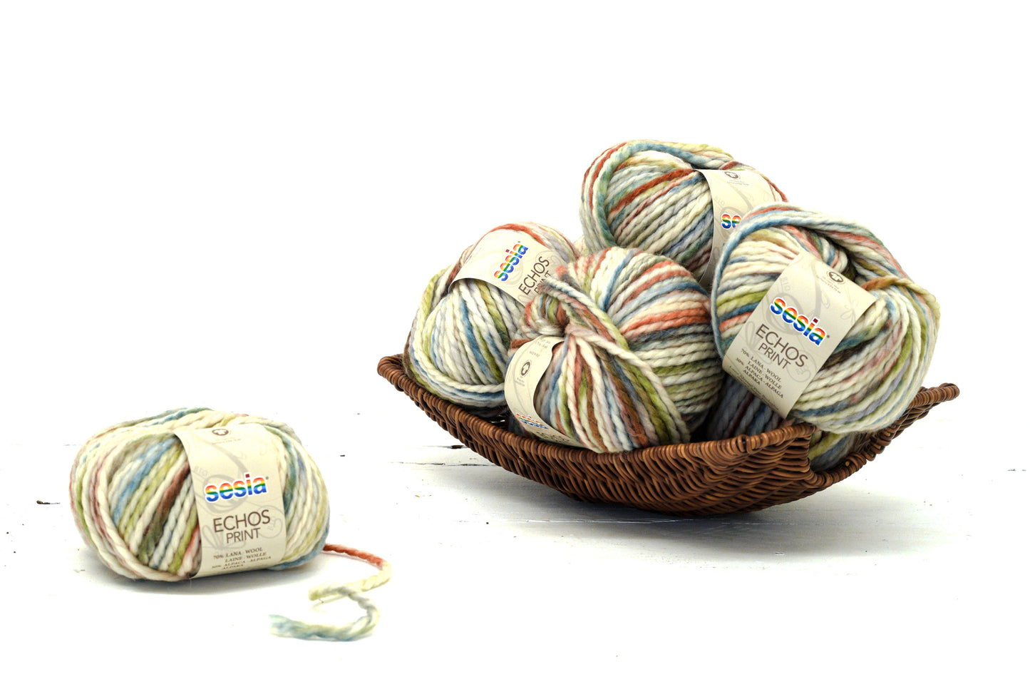 SESIA ECOS Print alpaca/wool blendYarn in brown-green shades