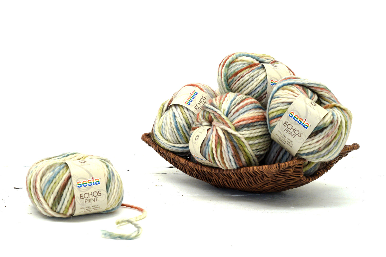SESIA ECOS Print alpaca/wool blendYarn in brown-green shades