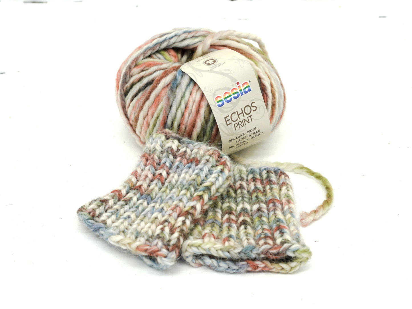 SESIA ECOS Print alpaca/wool blendYarn in brown-green shades