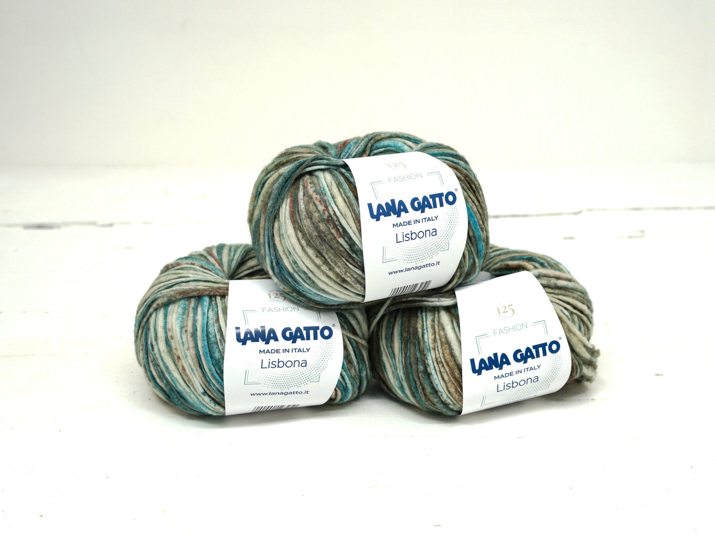 Lana Gatto Lisbona – Cotton/wool blend - handspun imitation - 31064 – Turquoise/brown