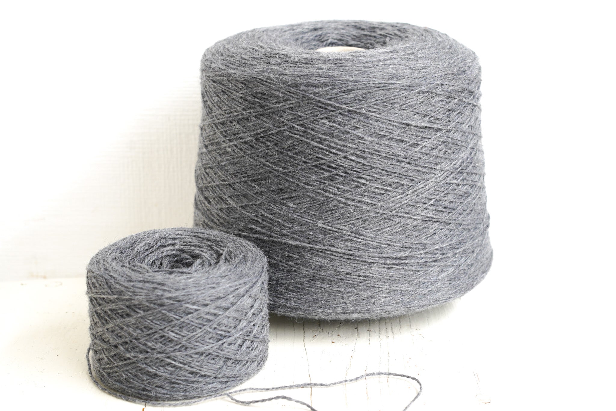 Mid Grey natural wool yarn in cone - 203