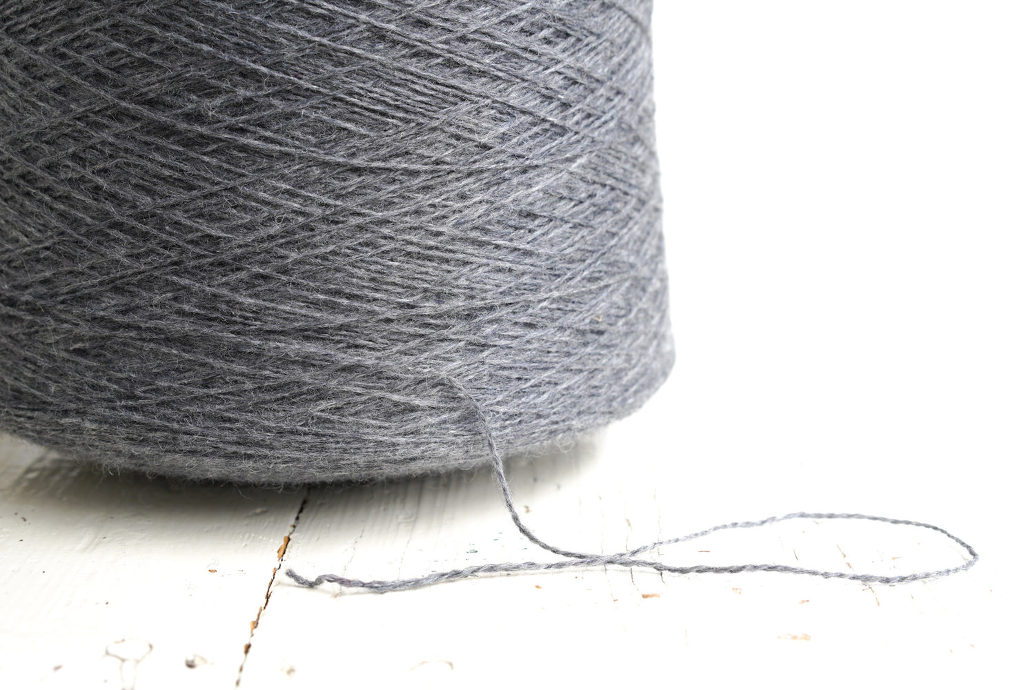 Mid Grey natural wool yarn in cone - 203