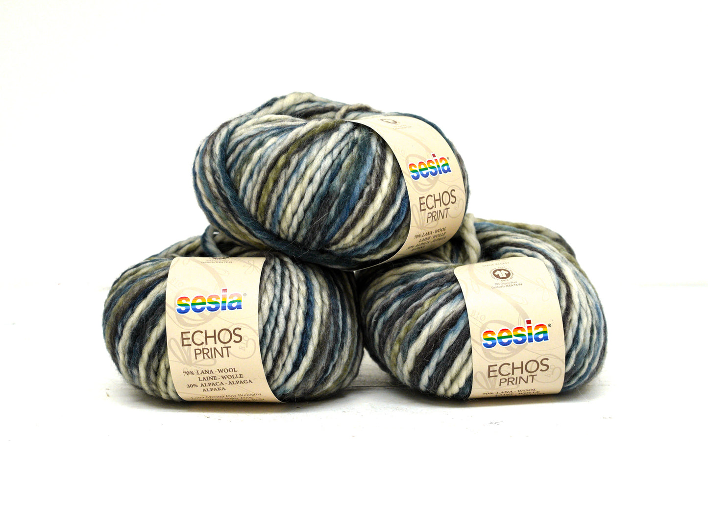 Grey-blue Hand-Dyed style Wool 70% Alpaca 30 Yarn - SESIA