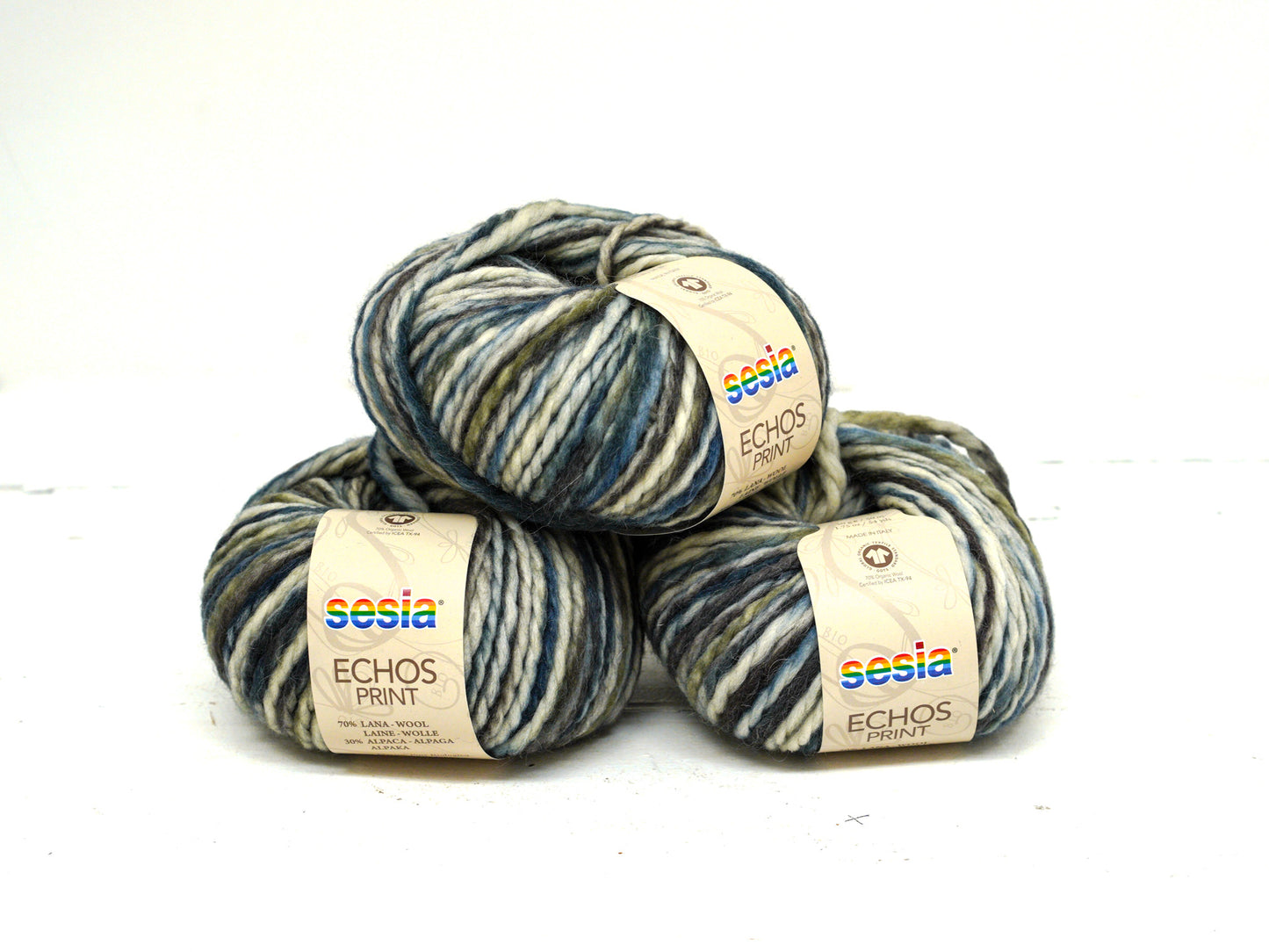 Grey-blue Hand-Dyed style Wool 70% Alpaca 30 Yarn - SESIA