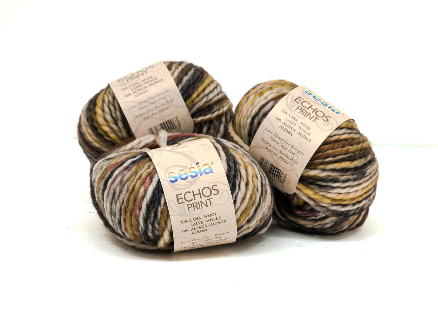 Brown-grey-red Hand-Dyed style Wool 70% Alpaca 30 Yarn - SESIA