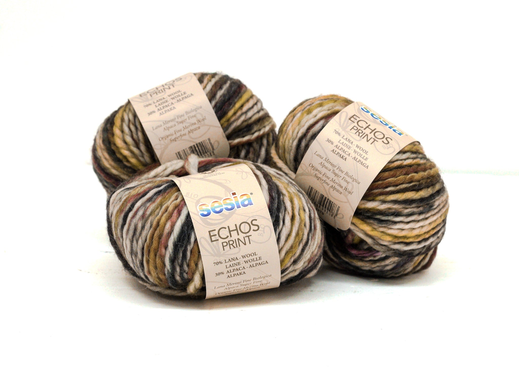 Brown-grey-red Hand-Dyed style Wool 70% Alpaca 30 Yarn - SESIA