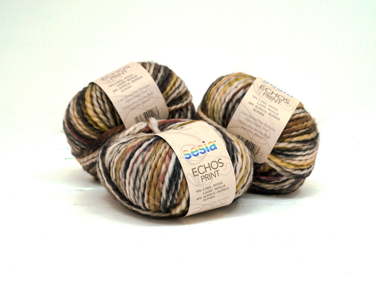 Brown-grey-red Hand-Dyed style Wool 70% Alpaca 30 Yarn - SESIA