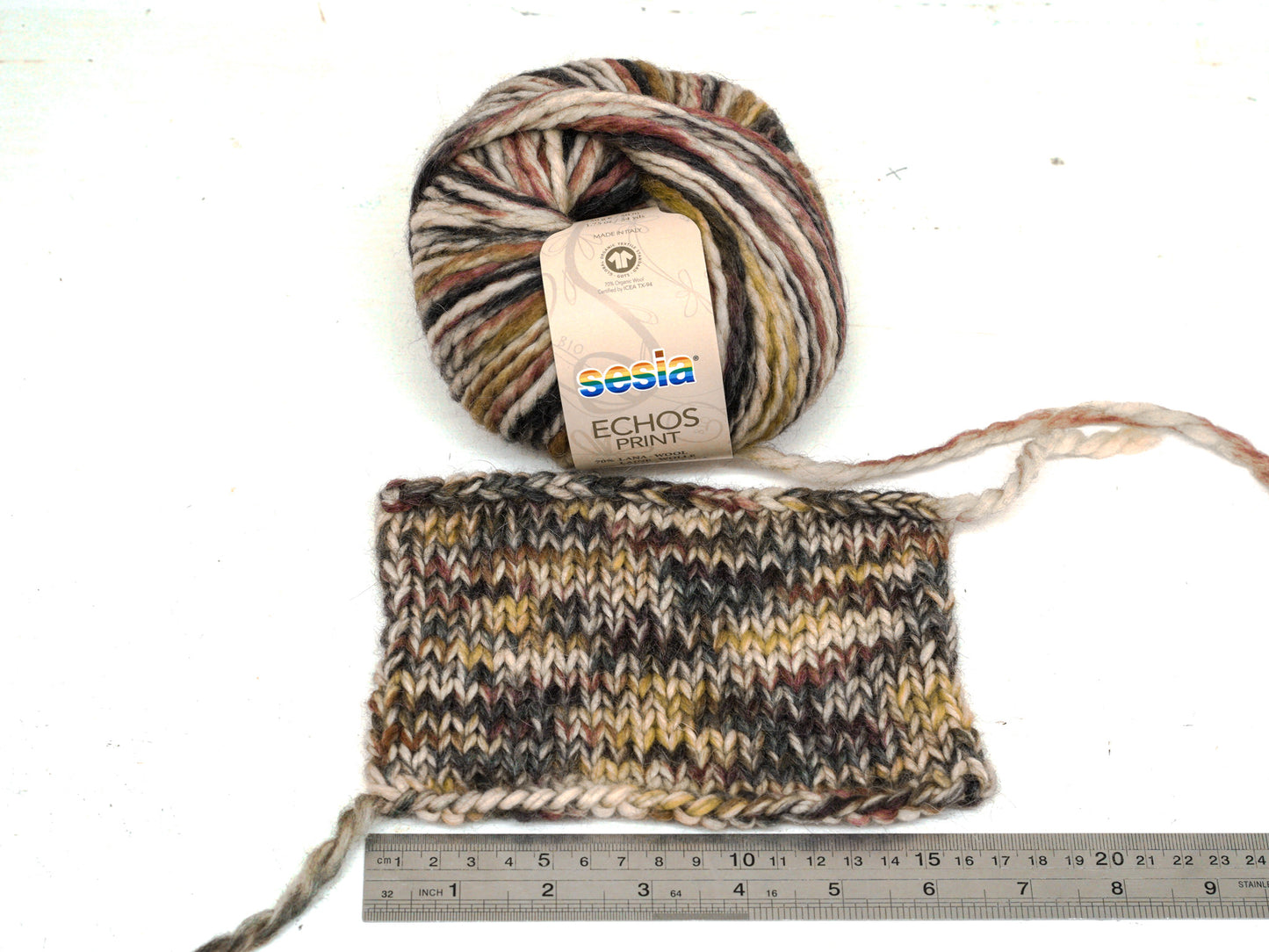 Brown-grey-red Hand-Dyed style Wool 70% Alpaca 30 Yarn - SESIA