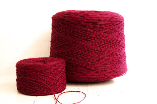 Red Wine fingering wool yarn in cones - 565