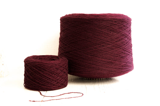 Burgundy Red fingering wool yarn in cones - 575