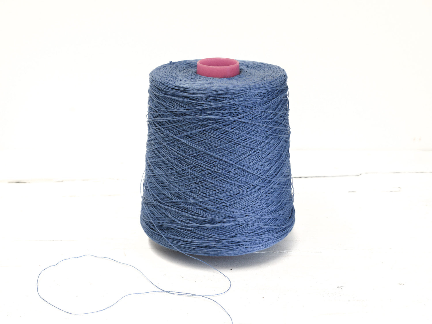 Denim blue Linen Yarn: Baltic Flax, Lace Knitting, Crochet (100g/1000m in Cone)