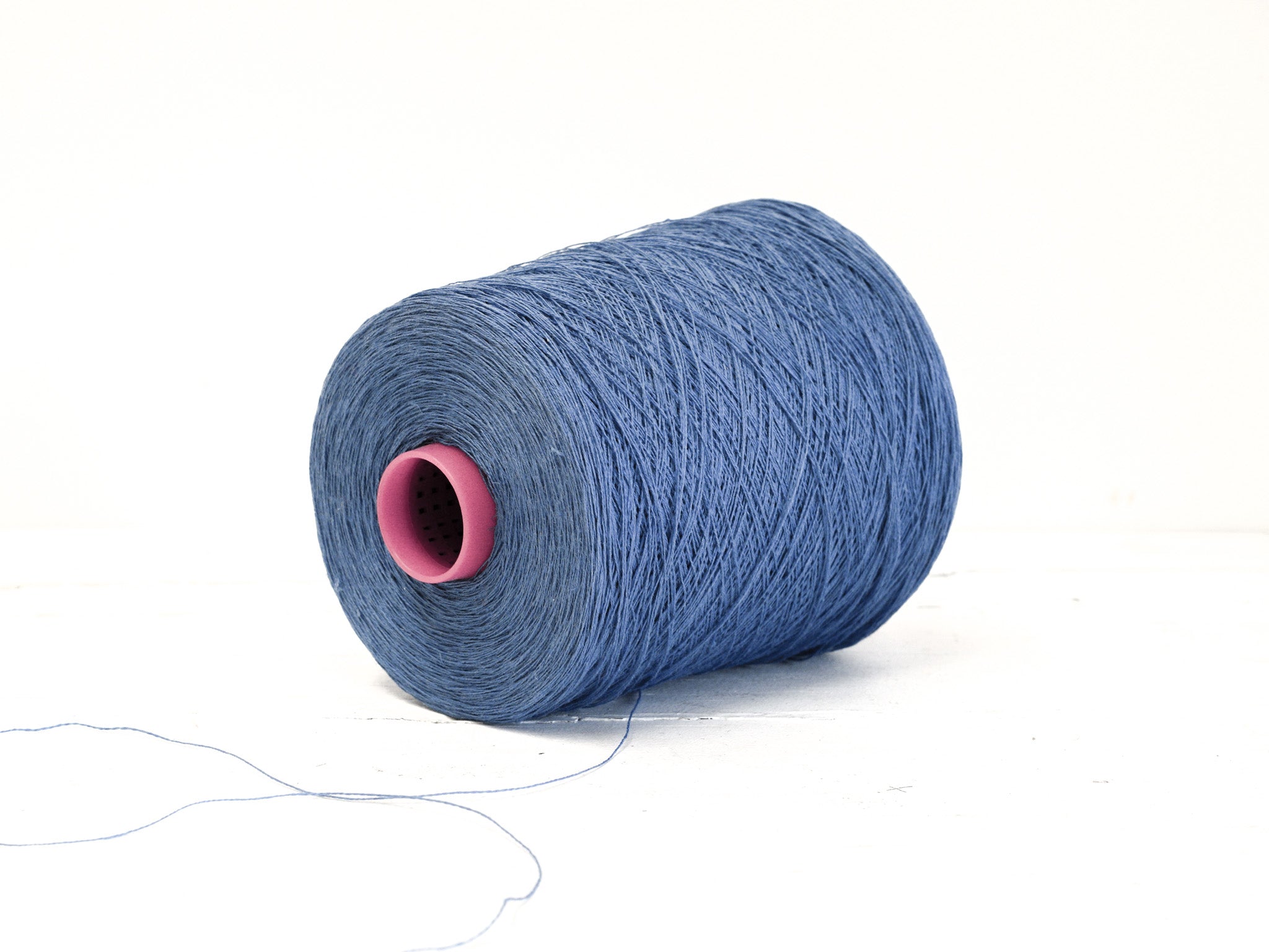 Denim blue Linen Yarn: Baltic Flax, Lace Knitting, Crochet (100g/1000m in Cone)