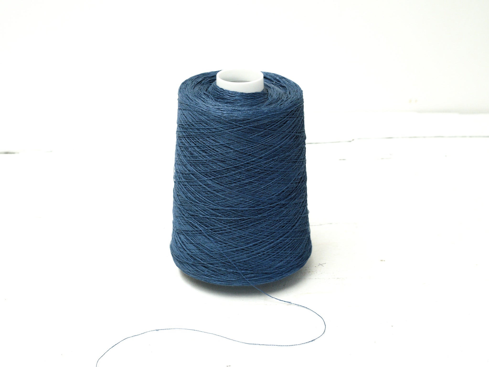 Storm blue Linen Yarn: Baltic Flax, Lace Knitting, Crochet (100g/1000m in Cone)