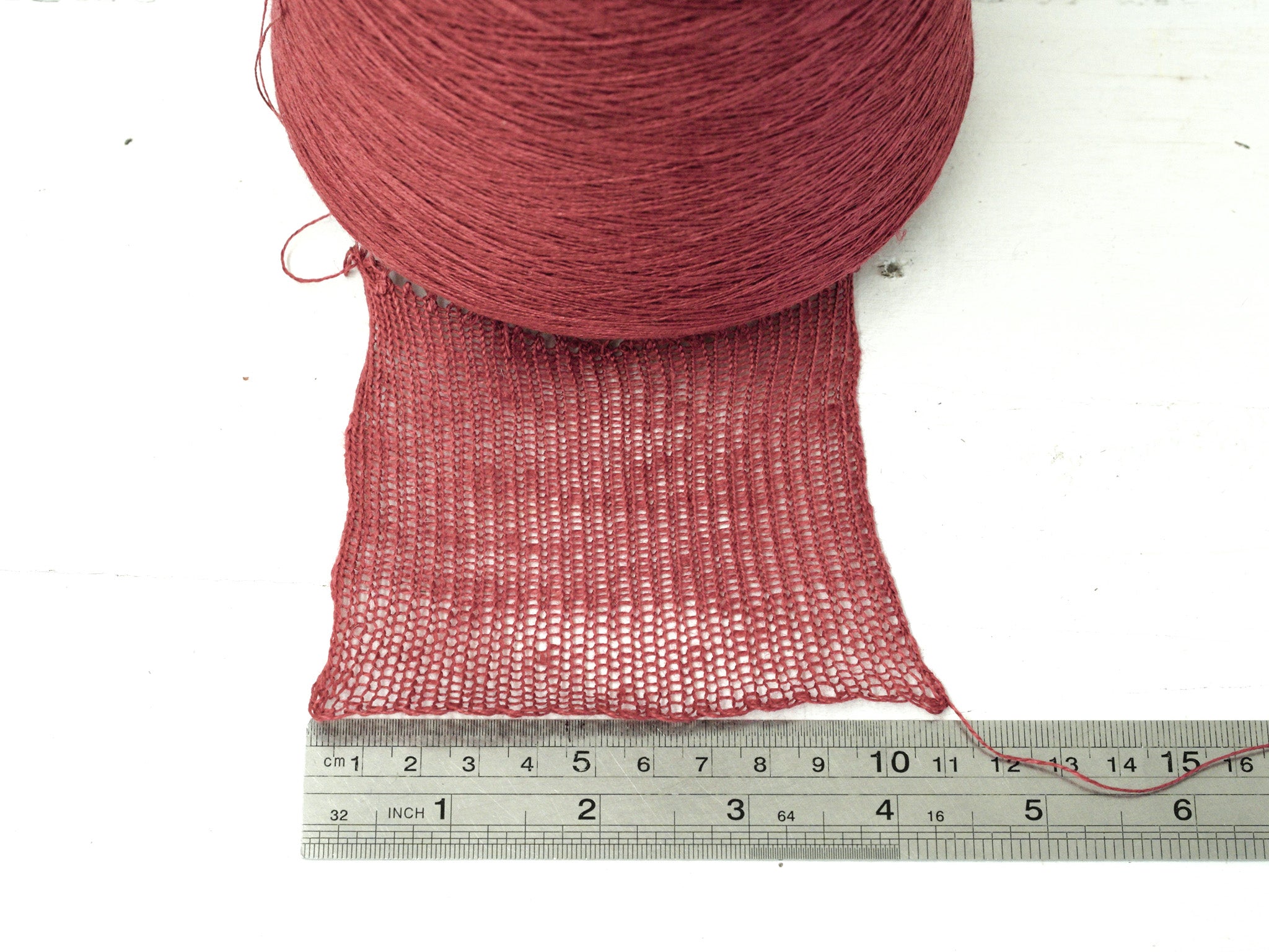 Muted red Linen Yarn: Baltic Flax, Lace Knitting, Crochet (100g/1000m in Cone)