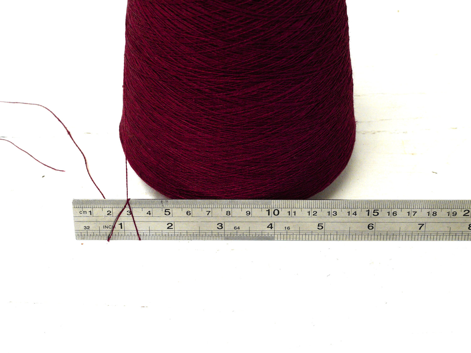Burgundy red Linen Yarn: Baltic Flax, Lace Knitting, Crochet (100g/1000m in Cone)