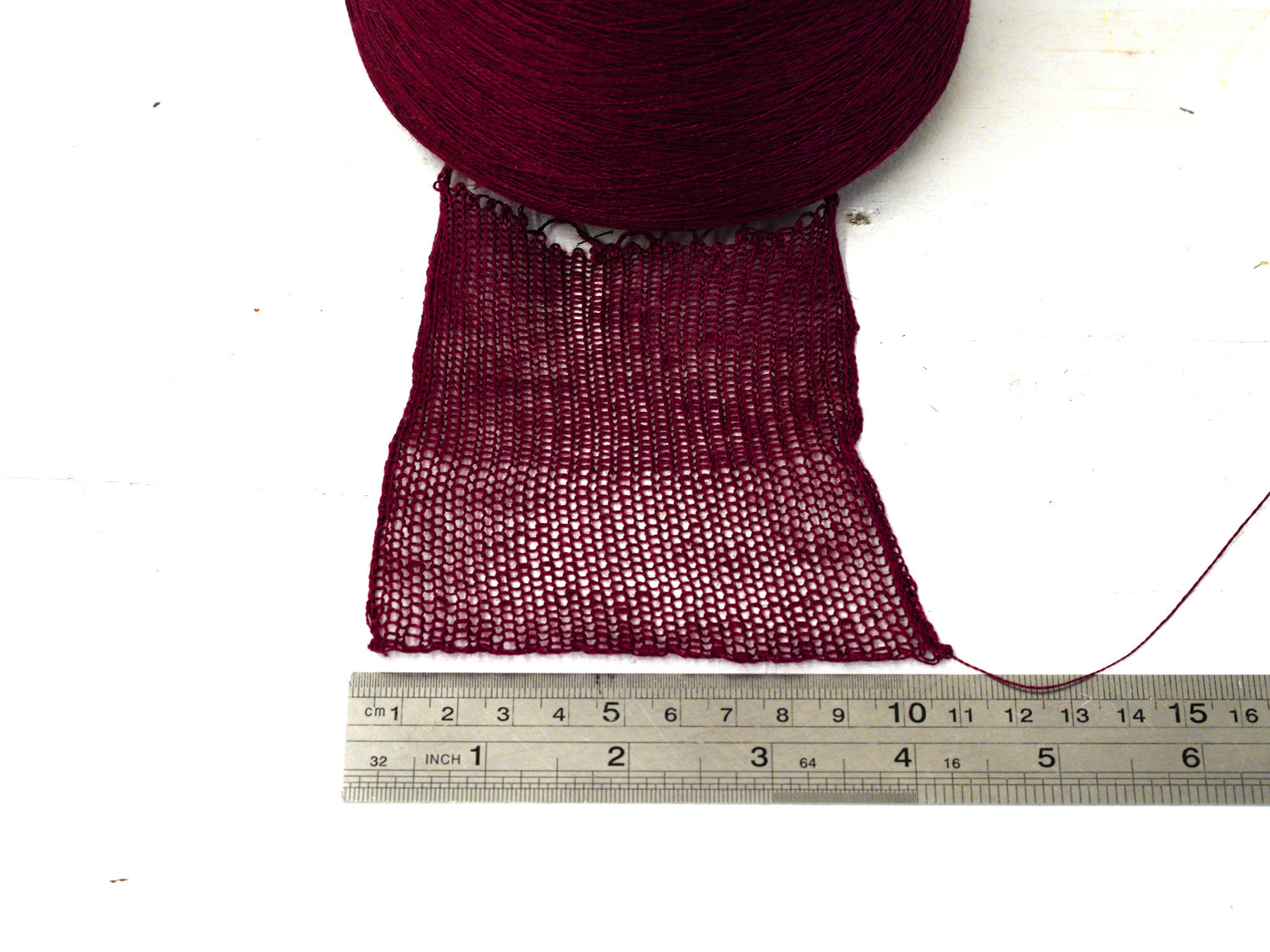 Burgundy red Linen Yarn: Baltic Flax, Lace Knitting, Crochet (100g/1000m in Cone)