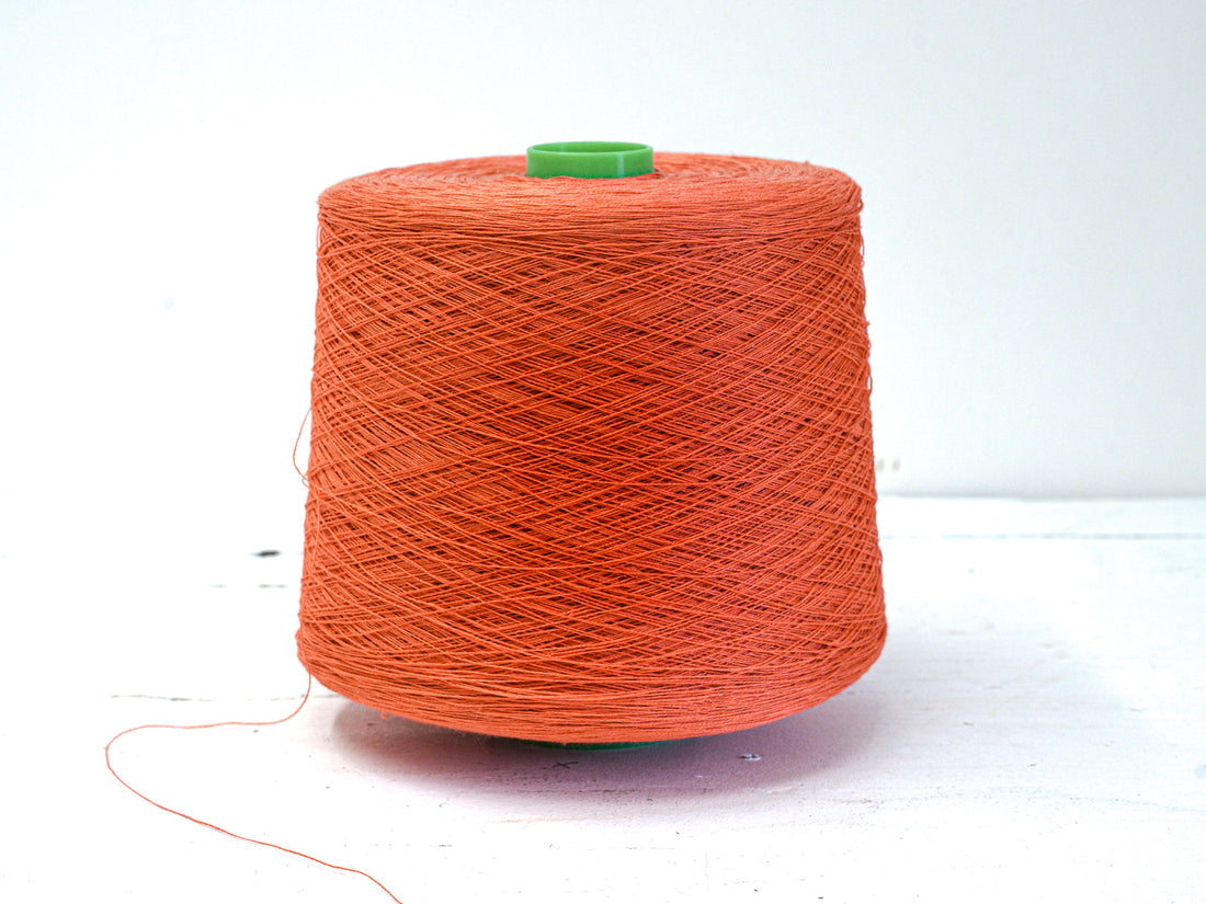 Vibrant orange Linen Yarn: Baltic Flax, Lace Knitting, Crochet (100g/1000m in Cone)