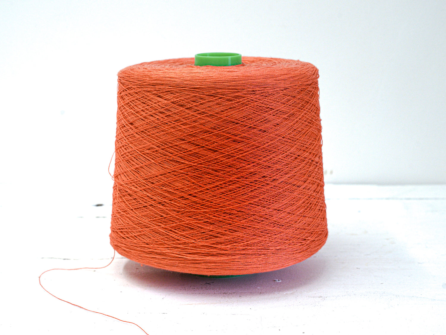 Vibrant orange Linen Yarn: Baltic Flax, Lace Knitting, Crochet (100g/1000m in Cone)