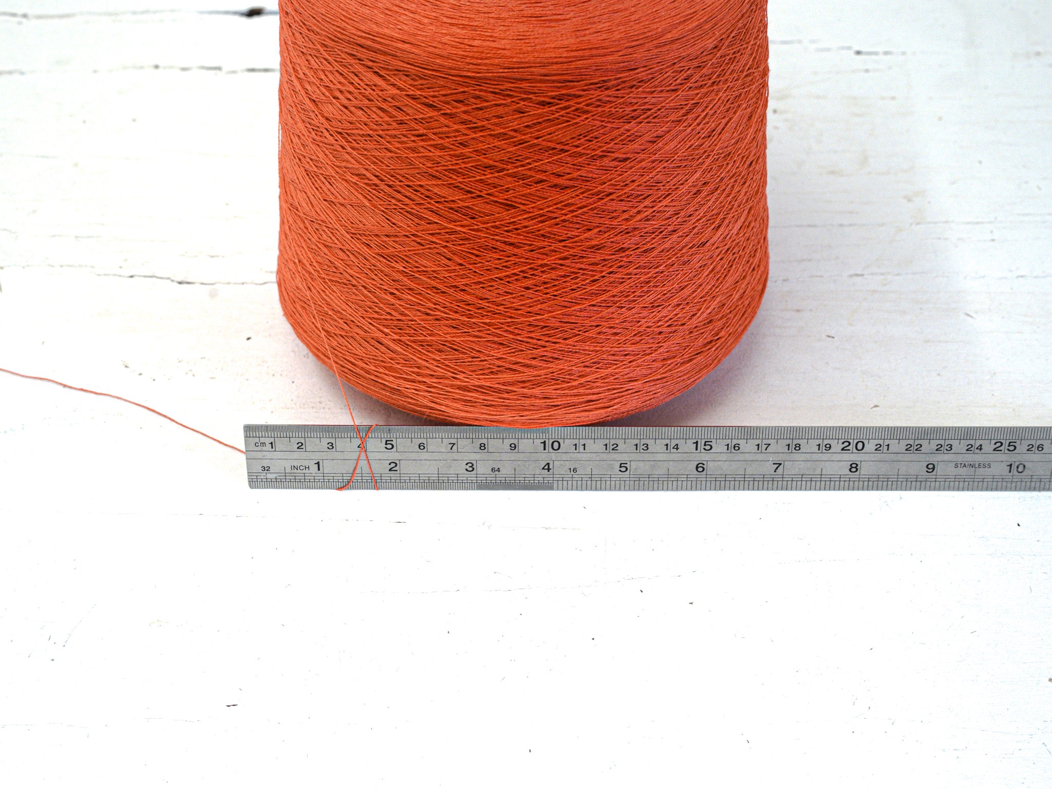 Vibrant orange Linen Yarn: Baltic Flax, Lace Knitting, Crochet (100g/1000m in Cone)