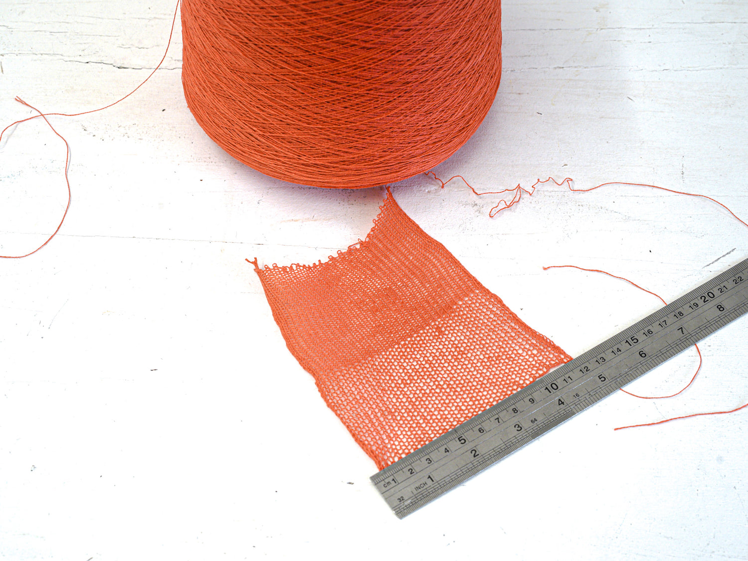 Vibrant orange Linen Yarn: Baltic Flax, Lace Knitting, Crochet (100g/1000m in Cone)