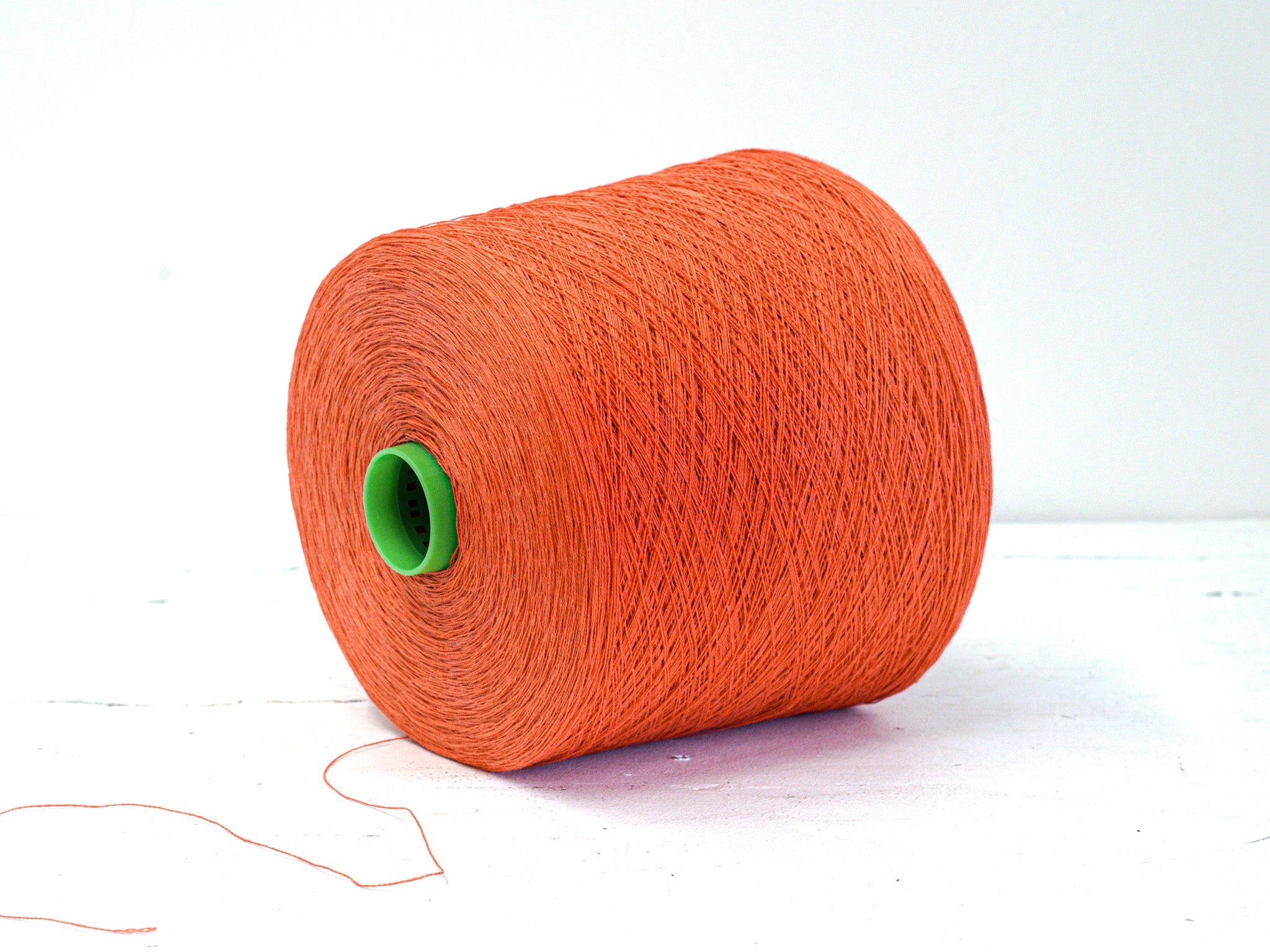 Vibrant orange Linen Yarn: Baltic Flax, Lace Knitting, Crochet (100g/1000m in Cone)