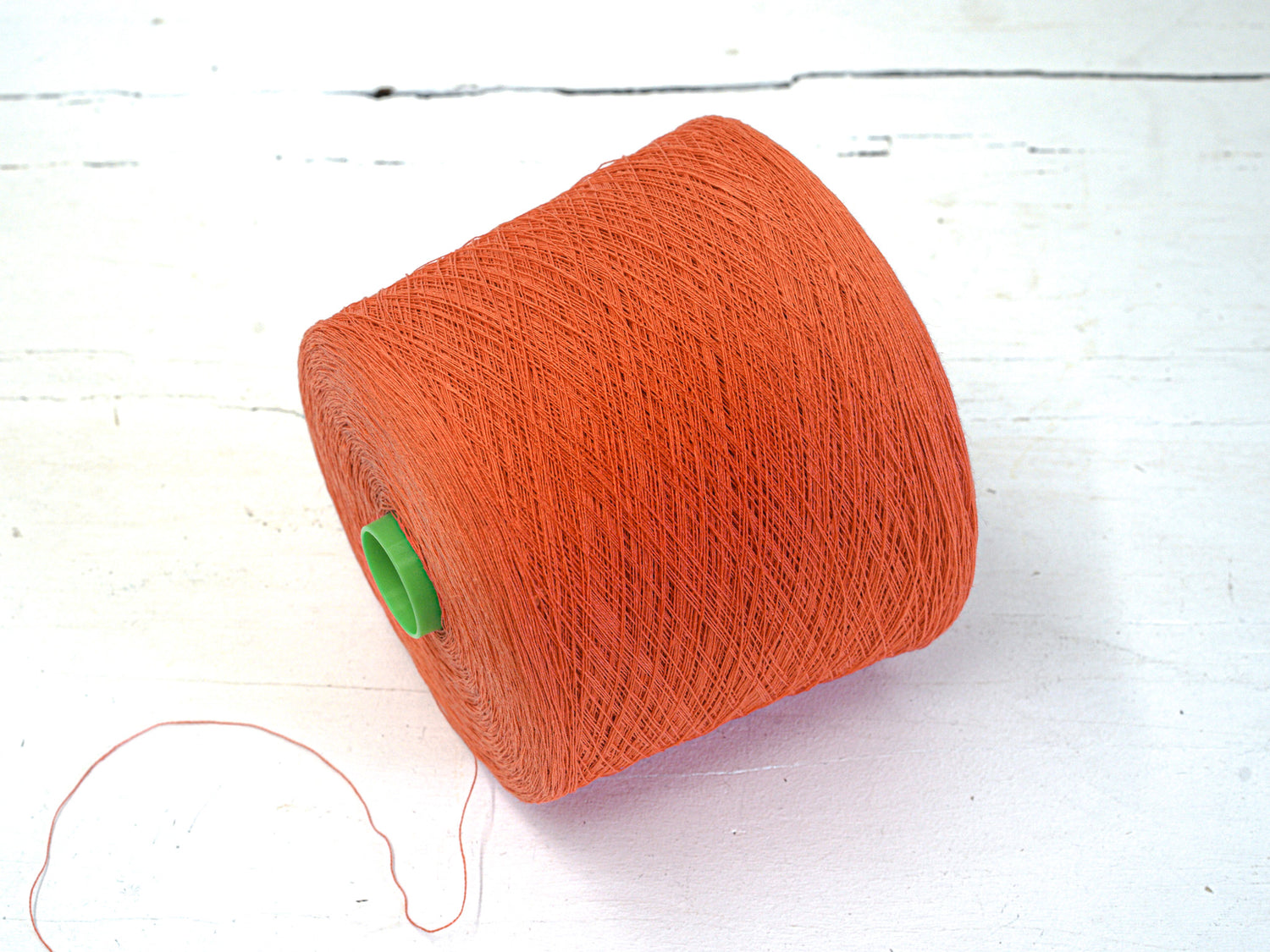 Vibrant orange Linen Yarn: Baltic Flax, Lace Knitting, Crochet (100g/1000m in Cone)