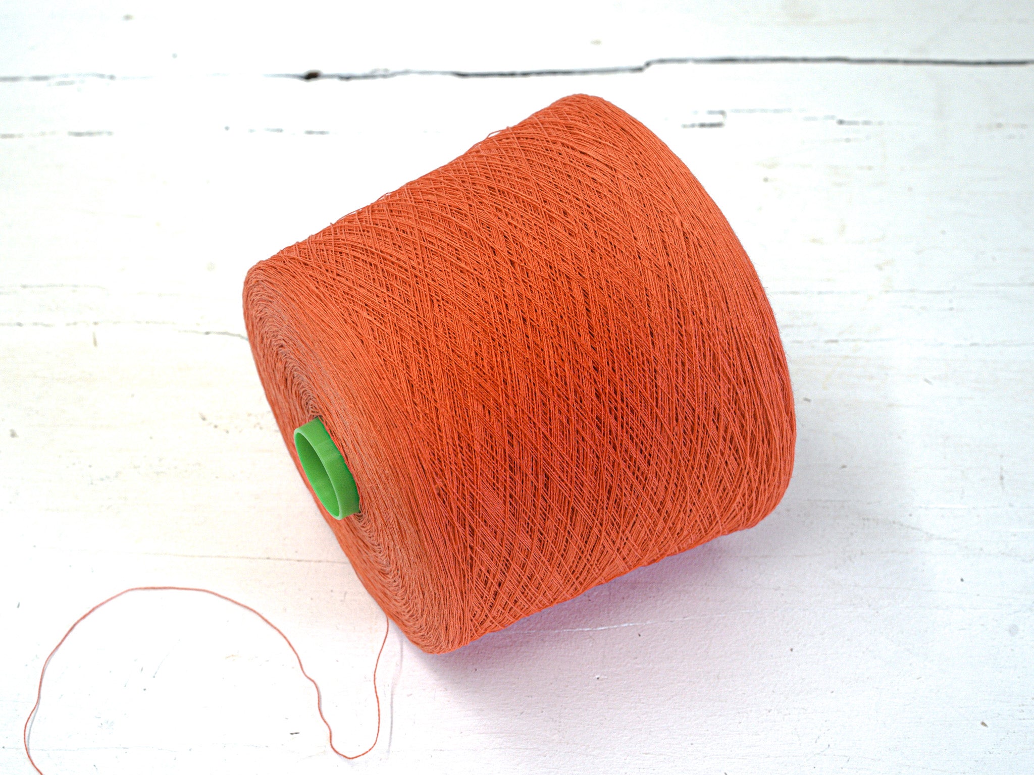 Vibrant orange Linen Yarn: Baltic Flax, Lace Knitting, Crochet (100g/1000m in Cone)