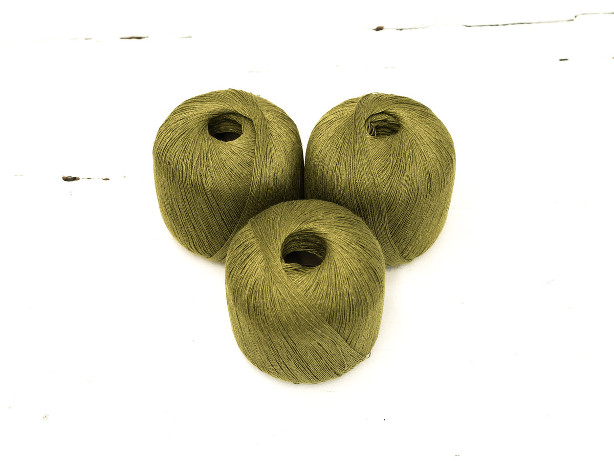 100% Linen Yarn – Golden Moss - 100g/600m
