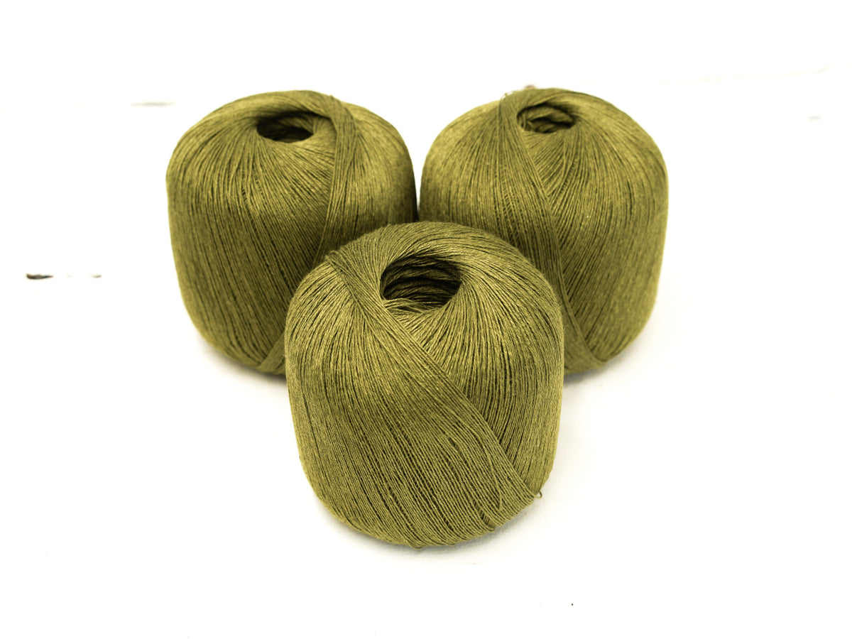 100% Linen Yarn – Golden Moss - 100g/600m